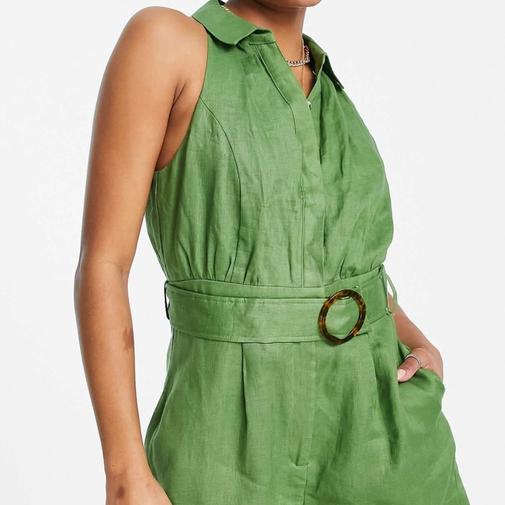 Ever New Petite Belted Romper In Olive Green
